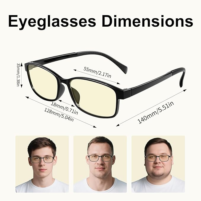 Blue Light Blocking Glasses, HD Vision Blue Light Filter Glasses, Anti Eye Fatigue for Gamers and Office Workers, Experience Comfort for Computers, Smartphones, and TVs