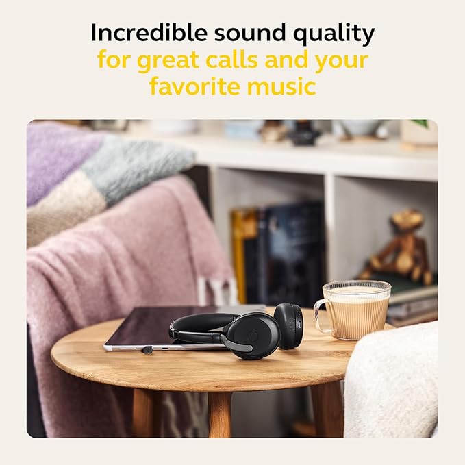 Jabra Evolve2 65 Flex Wireless Stereo Headset - Bluetooth, Noise-Cancelling ClearVoice Technology & Hybrid ANC - Works with All Leading UC Platforms Such As Zoom & Google Meet - Black
