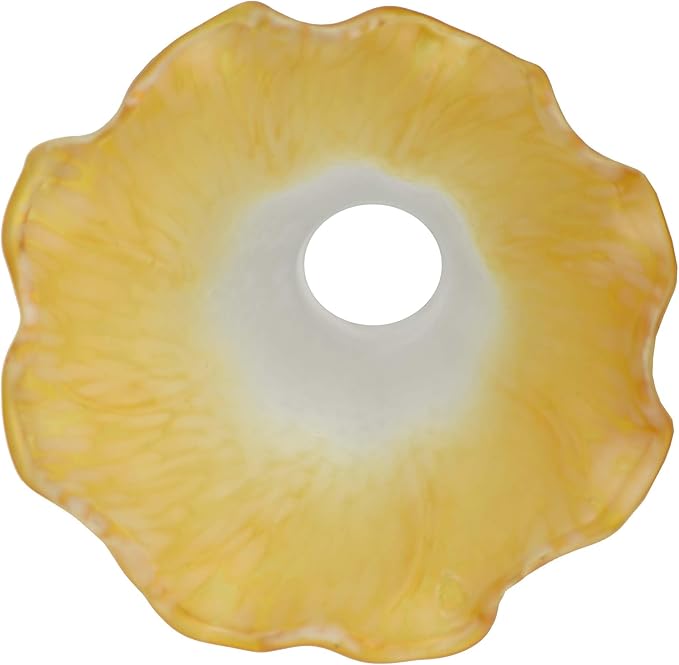Bieye LS07S Lily Flower Blown Glass Lampshade (White Yellow, Opening I.D. 0.87" x O.D. 1")
