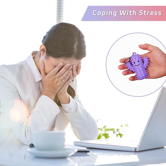 1 PCS Little Ouchies Pain Fidget，Silicone Cactus Stim Tools for Adults, Sensory Pain Stim Fidget Toy , Spiky Grippy Stim Keychain, Anxiety Relief Items Fidget, Fun Gift for Friends and Family (Pink)