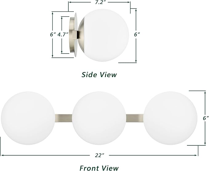 Bathroom Vanity Light Fixtures, Modern 3 Lights Globe Wall Sconce Lighting Brushed Nickel, Porch Wall Mount Light Fixture for Bathroom, Mirror Cabinets Hallway Stairs