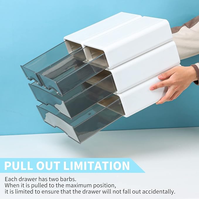 White Desktop Drawers for Paper, Stackable Office Storage Drawers for Desk, Craft Organizer and Storage Bins, 4 Mixed Storage Container with Plastic Drawers for Office Supplies Desk accessories