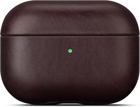 LOPIE Leather Case for AirPods Pro 2nd Generation - Handmade AirPods Pro 2 Case Cover - Made of Oil-Tanned Smooth Leather - Drop Protection Hard Shell Cover Compatible with Wireless Charging - Coffee