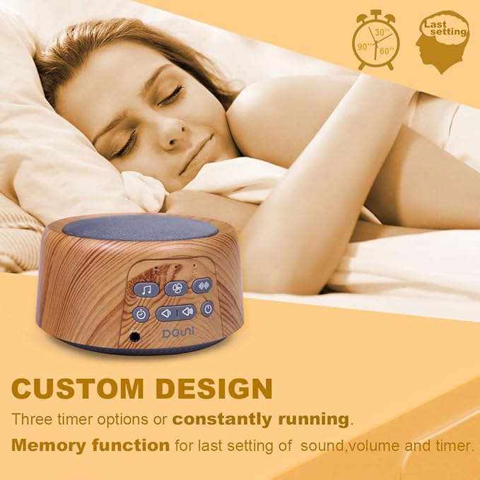Douni Sleep Sound Machine - White Noise Machine with 24 Non-Looping Soothing Sounds for Sleeping & Relaxation, Timer Settings,Sleep Therapy for Families, Home,Office,Travel.Wood Grain.