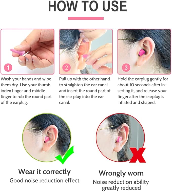 LYSIAN Slim Size Foam Ear Plugs for Noise Reduction Small Ear Women, Kids-35dB SNR Noise Cancelling Earplugs for Sleeping, Snoring, Fireworks, Shooting, Study Loud Noise, Pink-100 Pairs,