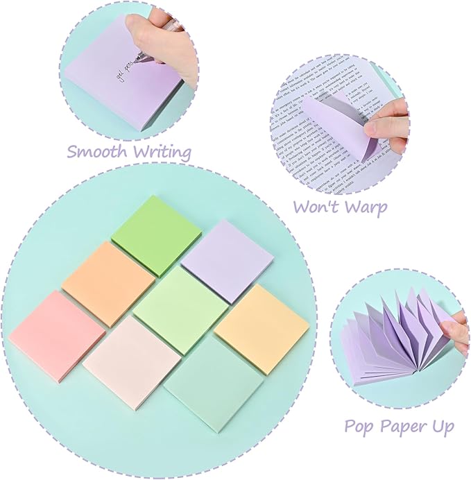 BAYTORY 640 Sheets Pop Paper Up Sticky Notes, 3 x 3 Inches, Morandi Colored Self-Sticky Note Pads, Memo Pads for School Office Home Desk Accessories (Morandi Series)