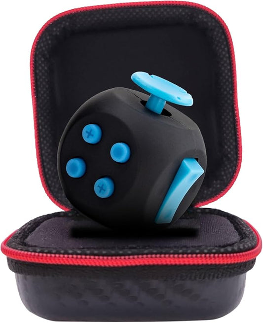 PILPOC theFube Fidget Cube, 6-Sided Stress Relief Infinity Cube for Adults, Kids, Boosts Concentration, Mindfulness Aid, Silent & Audible Modes, Includes Carry Case for Portability (Midnight Sapphire)