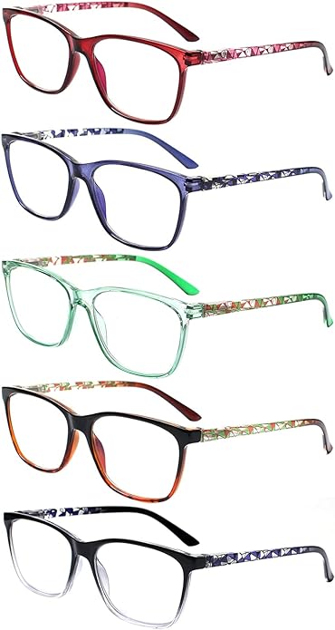 SIGVAN Ladies Reading Glasses Blue Light Blocking Spring Hinge Fashion Pattern Print Eyeglasses for Women