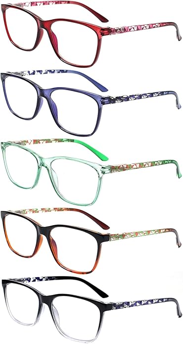 SIGVAN Ladies Reading Glasses Blue Light Blocking Spring Hinge Fashion Pattern Print Eyeglasses for Women