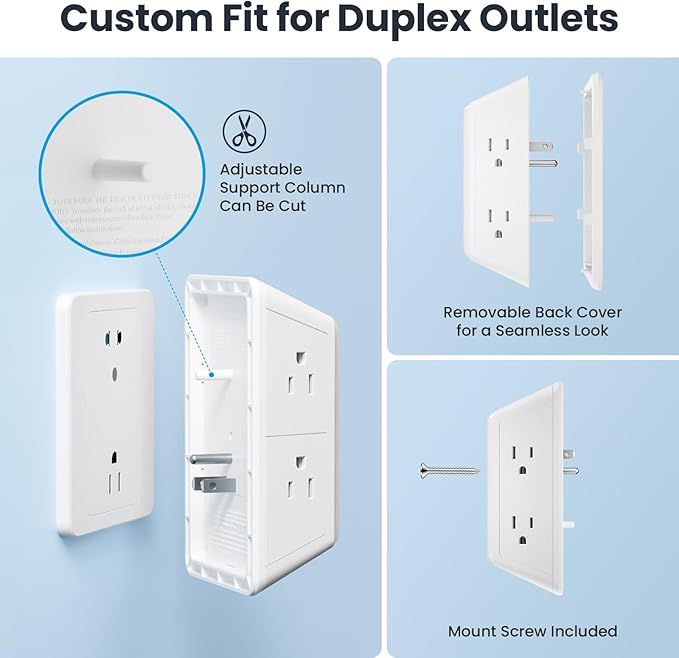 Multi Plug Outlet Surge Protector - POWSAF 5 Outlet Extender with 4 USB Ports(2 USB-C PD 20W) and Night Light, 3-Sided Power Strip with Adapter Spaced Outlets - ETL, White