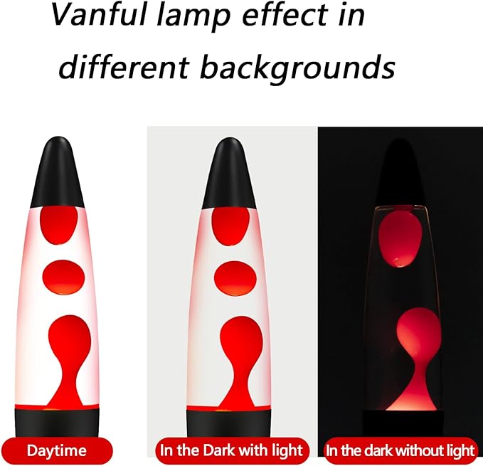 Red Magma Liquid Motion Lamp with Black Base and Cap for Adults Kids Night Light Lamp Decoration for Living-Room Bedroom Christmas Thanksgiving Day