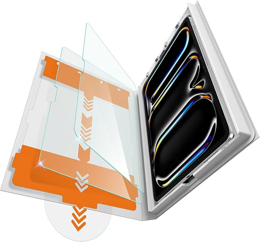 iGluz 2 Pack for iPad Pro 11-inch M4 7th Gen(2024) 9H+ Tempered Glass Screen Protector with Easy-Install Box[12FT Military Grade Shatterproof] Apple Pencil Compatible,HD Clarity,Scratch Resistant