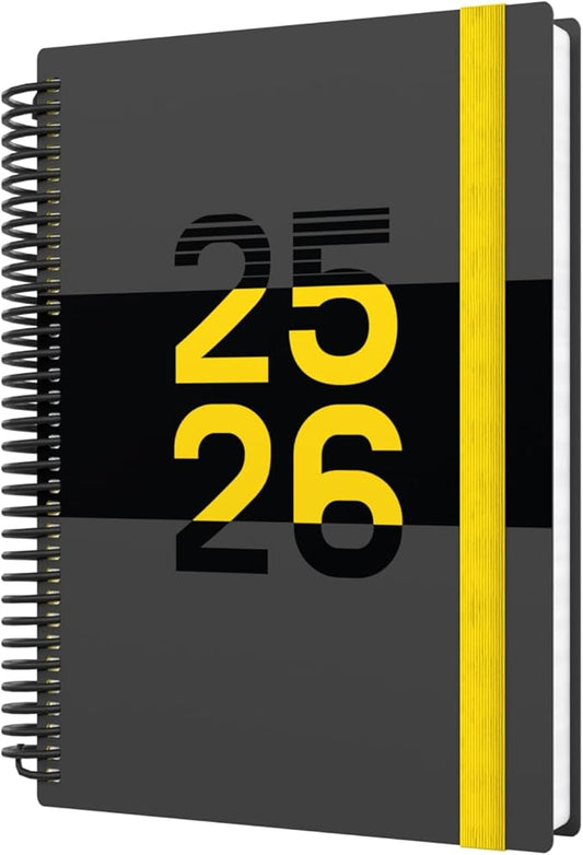 Collins 'Delta' 14 Month Mid/Academic Year Planner, July 2025-August 2026 Day-to-Page Appointments Diary, A5 Wiro Bound Cover, Yellow