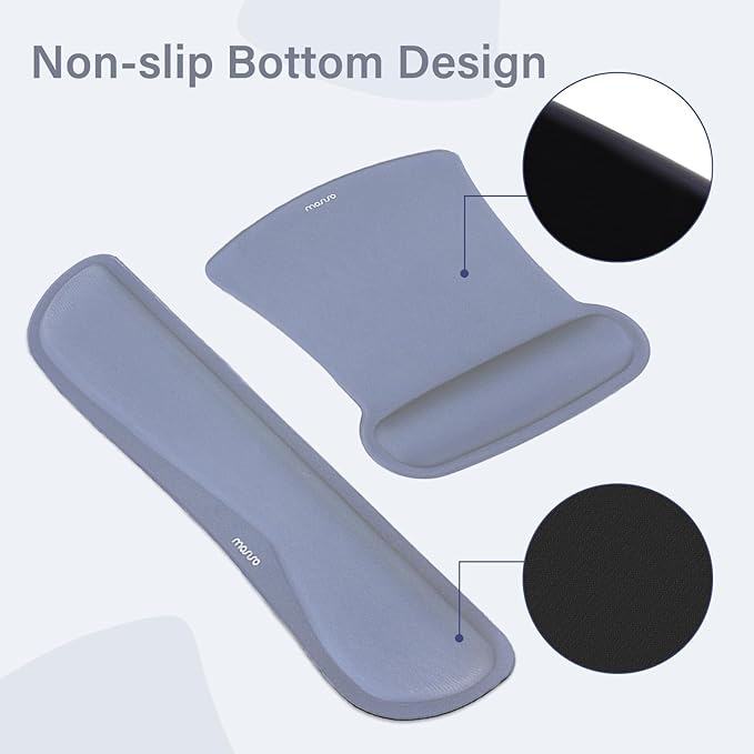 MOSISO Keyboard Mouse Pad Set, Large Gaming Mousepad&Keyboard Wrist Rest&Mouse Wrist Rest&Coaster, Ergonomic Non-Slip Mousepad&Easy Typing Cushion with Memory Foam for Home Office, Lavender Gray