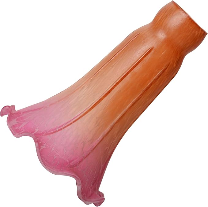 Bieye LS20 Lily Flower Blown Glass Lampshade (Orange Pink, Opening I.D. 1.26" x O.D. 1.5")