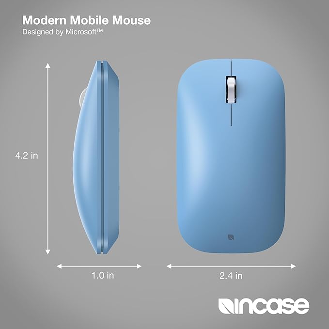 Incase Modern Mobile Mouse – Designed by Microsoft – Lightweight, Precision Navigation, Right/Left Hand Use, Scroll Wheel, BlueTrack Technology, Wireless Bluetooth for Mac/Windows/8/10/11 (Sapphire)