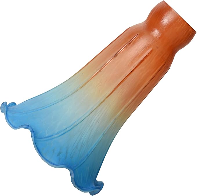 Bieye LS22 Lily Flower Blown Glass Lampshade (Orange Blue, Opening I.D. 1.26" x O.D. 1.5")