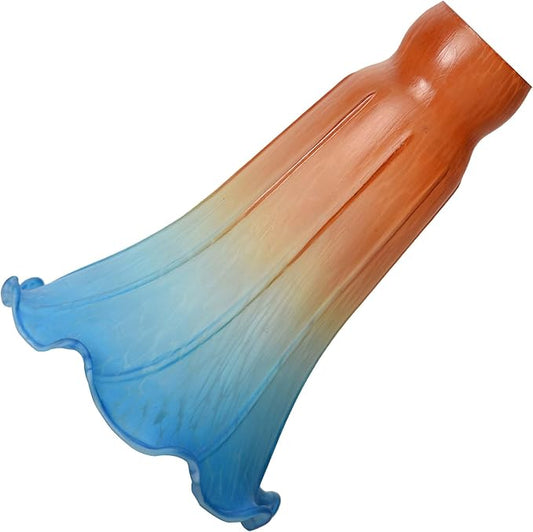 Bieye LS22 Lily Flower Blown Glass Lampshade (Orange Blue, Opening I.D. 1.26" x O.D. 1.5")