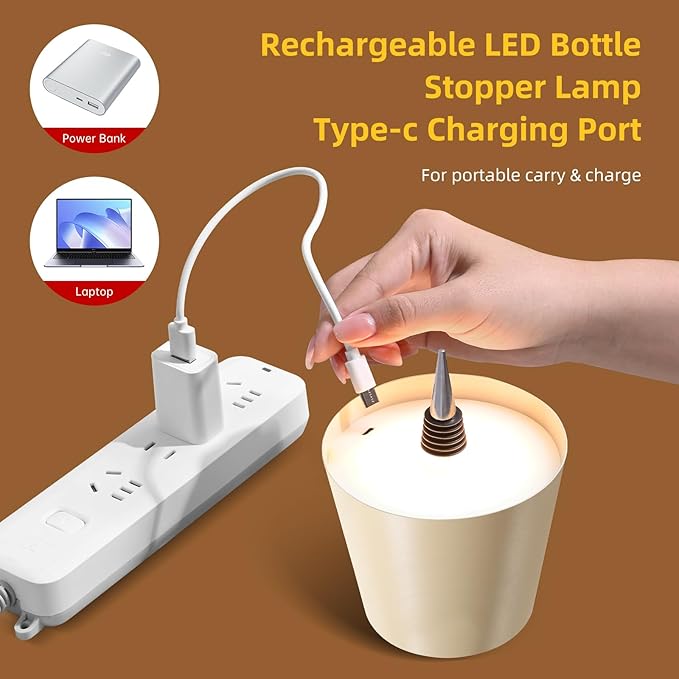 realmoon Wine Bottle Light Wireless Wine Bottle Light - Stylish 3 Color Dimmable LED Wine Bottle Light - Perfect for Dining Room, Bedroom and Bar Atmosphere(Milky Coffee)