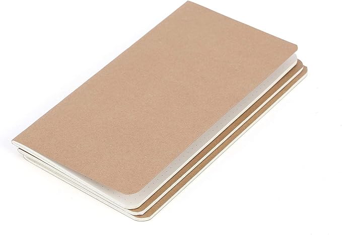 WANDERINGS Dotted Regular Size Travelers Notebook Inserts | 4.25" x 8.25"/11cm x 21cm | 100 gsm Paper | 3 Hand-Stitched Booklets/180 Pages | Travelers Notebook Refills for Journals, Diaries, Planners