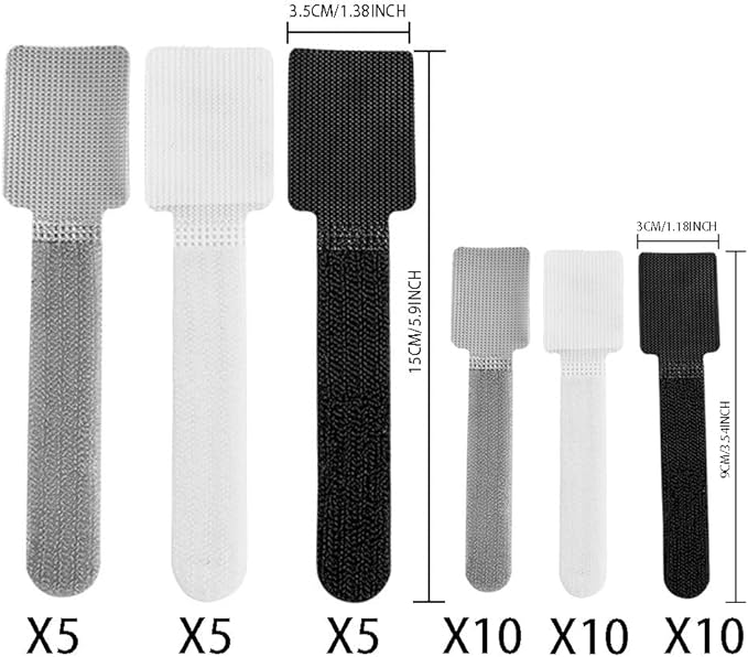 Cord Organizer Cable Management 45 Pack Adhesive Cord Holder Hooks Clips Reusable Holder Straps Strips 2 Size for Under Desk Charging Cords Appliance