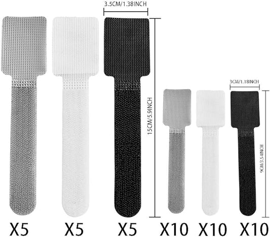 Cord Organizer Cable Management 45 Pack Adhesive Cord Holder Hooks Clips Reusable Holder Straps Strips 2 Size for Under Desk Charging Cords Appliance