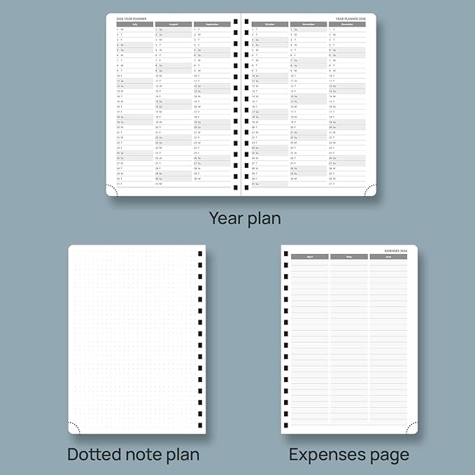 POPRUN 2026 Planner (Medium Size 8.5'' x 6.25'' Wire-Bound Hard Cover) Daily Weekly and Monthly Calendar - Agenda 2026 (Jan.2026-Dec.2026) with Hourly Schedule, Monthly Tabs - Orange