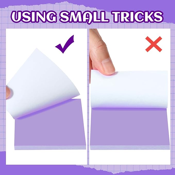 24 Pads Sticky Notes 3x3 Inch Self Stick Bright Color Sticky Note Sticking Posted Notes for School Office Classroom Meeting Home Teacher Supplies, 50 Sheets/pad(Gradient Purple)