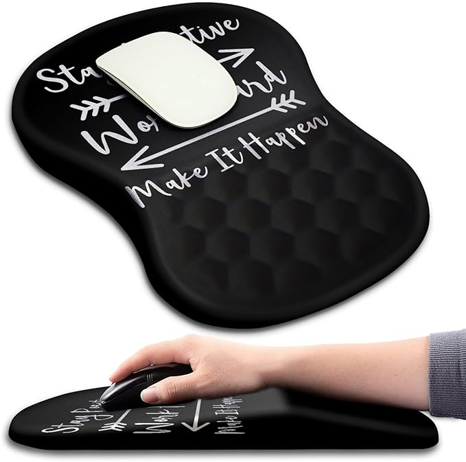 Mouse Pad Wrist Support, Ergonomic Mouse Pad with Massage Dot, Comfortable Computer Mouse Pad for Laptop, Wrist Rest Pain Relief Mousepad with Non-Slip PU Base for Office & Home, 12 x 8 in