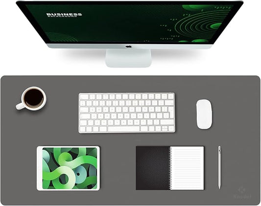 K KNODEL Large Office Leather Desk Mat, Mouse and Keyboard Pad, Computer and Laptop Mat, Desktop Protector and Cover, Writing Pad and Blotter (31.5"x15.7", Dark Gray)