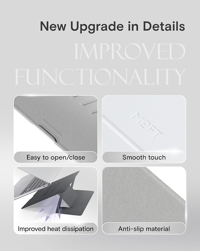 MOFT Invisible Laptop Stand for Desk, Stick-Free Tablet and Computer Stand with Dual-Angle, Foldable&Portable Laptop Riser Holder, Fits 13"+ Tablets & 15"+ Laptops, Jet Black (Non-Adhesive Version)