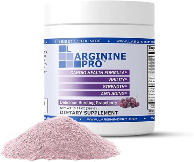 L-ARGININE PRO | 5,500mg L-Arginine Plus L-Citrulline 1,100mg Grape Powder Drink Mix Supplement for Increased Nitric Oxide Production