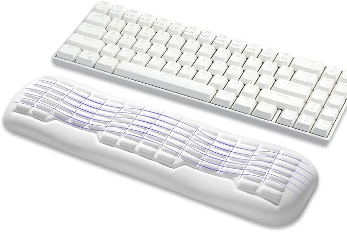 UnivoColors Memory Foam Keyboard Wrist Rest,Latest 3.0 Wave Curve Design,High-Resilience Memory Foam Non-Slip Base,Fits Compact Keyboards,Ideal for Work and Gaming(Ivory)