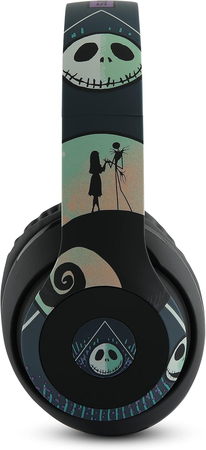 iJoy Disney Nightmare Before Christmas Bluetooth Over Ear Headphones, Wireless and Wired Foldable Headset Built-in Microphone - Tim Burton Jack Skellington & Sally - Adults Kids Audifonos Auriculares
