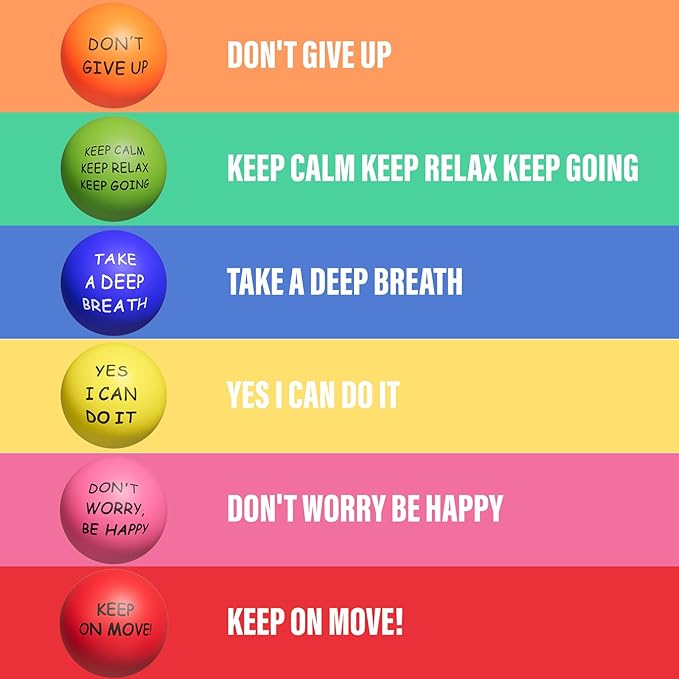 KDG Motivational Stress Balls(6 Pack) for Kids and Adults,Stress Relief Ball with Quetos to Rrelieve Anxiety and Manage Anger