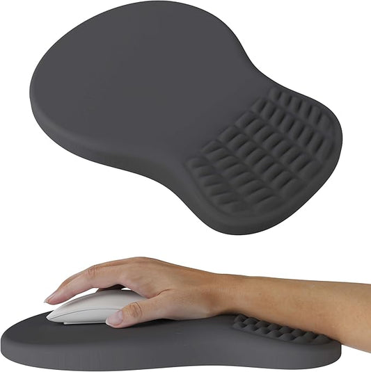 MEKASS Ergonomic Mouse Pad with Wrist Rest, Memory Foam Mousepad for Carpal Tunnel Pain Relief, Desk Computer Wrist Support Mouse Pad with Non-Slip PU Base for Office Home (Dark Gray)