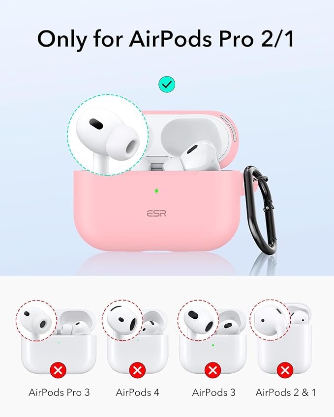 ESR for AirPods Pro 2 Case, Compatible with Airpods Pro 2nd Generation Case (2023/2022/2019), Compatible with MagSafe, Magnetic Lid Lock, Full Drop Protection, Pink