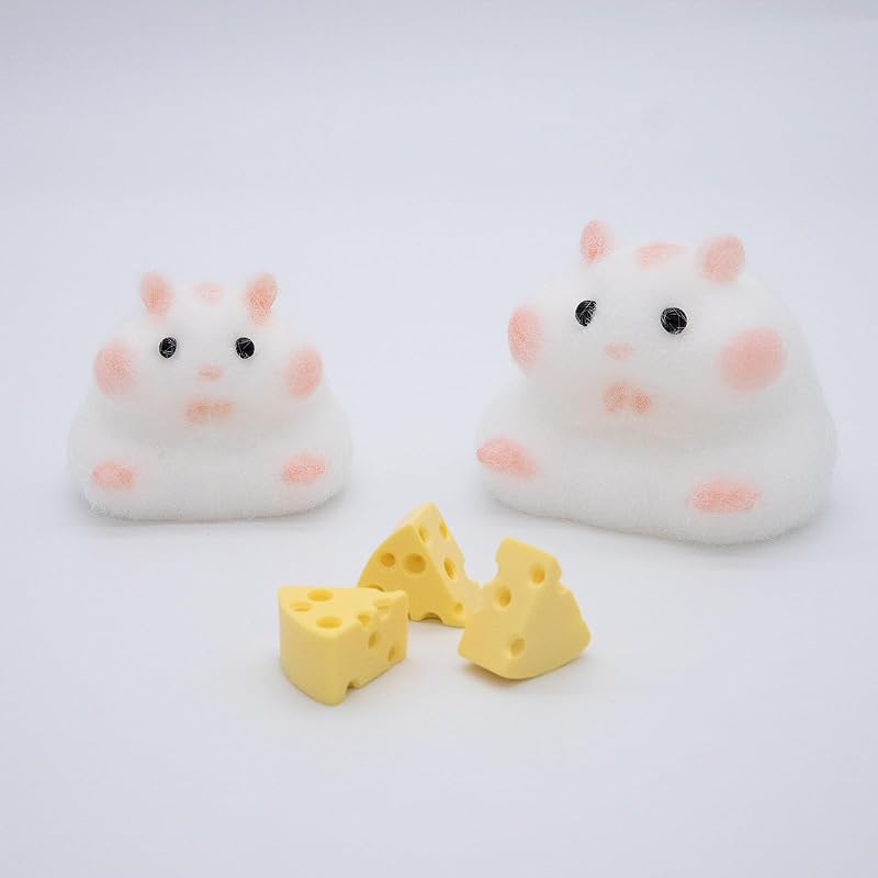 Hamster Shaped Taba Squishy Cute Soft Squishy Handmade Silicone Toys Stress Relief Squeeze Plaything Gifts (White)