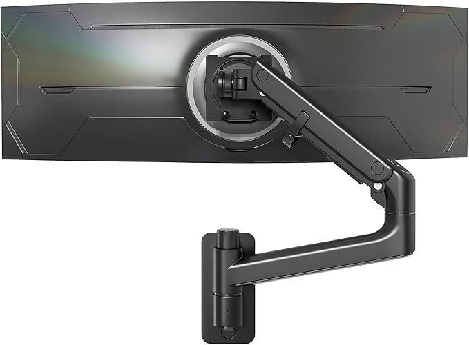 monTEK Monitor Wall Mount for 17-57“ up to 59.4 lbs Ultrawide Screens, Single Heavy-Duty Aluminum Gas Spring Monitor Arm with Full Motion Adjustment, VESA 75x75/100x100 Compatible, Black