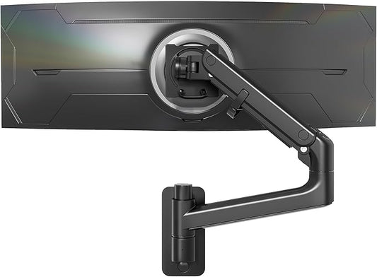 monTEK Monitor Wall Mount for 17-57“ up to 59.4 lbs Ultrawide Screens, Single Heavy-Duty Aluminum Gas Spring Monitor Arm with Full Motion Adjustment, VESA 75x75/100x100 Compatible, Black