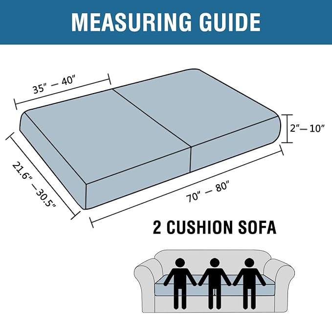 H.VERSAILTEX Super Stretch Individual Seat Cushion Covers Sofa Covers Couch Covers Slipcover Sets Thick Jacquard Textured Twill Fabric (2 Piece Large Sofa Cushion Covers, Natural)