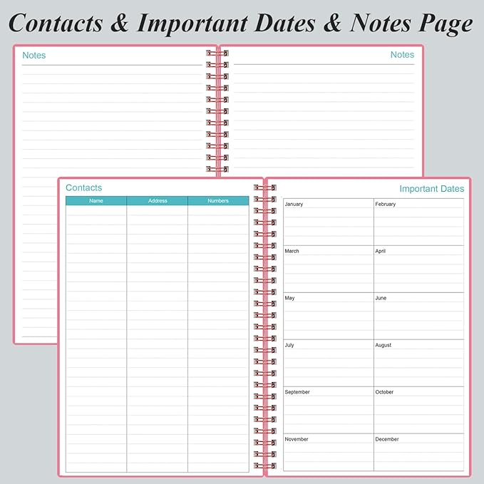 2025-2026 Planner - 18 Months Weekly & Monthly Planner from July 2025 - December 2026, Spiral Planner 2025-2026 with Elastic Closure, Inner Pocket, Medium 5.8" x 8.3",Pink