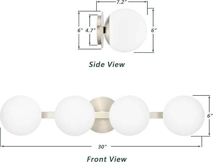 Bathroom Vanity Light Fixtures, Modern 4 Lights Globe Wall Sconce Lighting Brushed Nickel, Porch Wall Mount Light Fixture for Bathroom, Mirror Cabinets Hallway Stairs