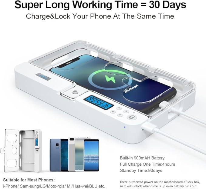 ySky Portable Phone Lock Box with Timer for iPhone and Android Phones, Self-Control Timed Phone Jail Locker to Help Kids,Students, Adults Focus Back, Unplug from Phones Boost Your Mental Wellness