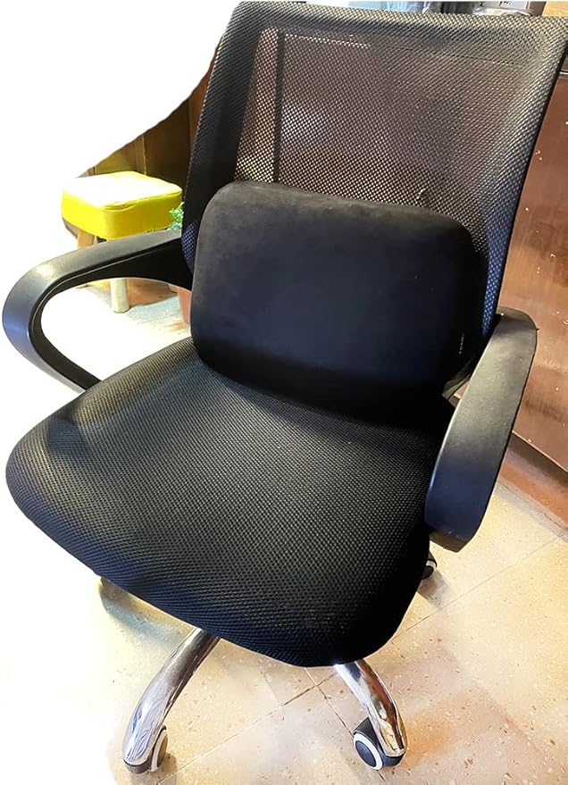 Emulsion Lumbar Support Pillow for Car Driving Seat Relax Soft Lower Back Support Home Office Chair Cushion Desk Accessories Waist Pain Relief Black