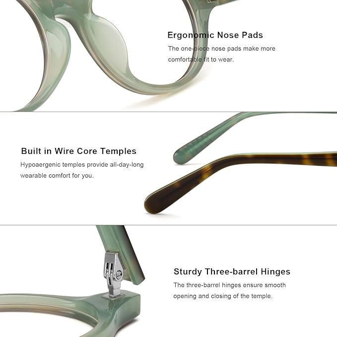 Acetate Reading Glasses for Women Men Eyeglasses Blue Light Readers for Women/Men, Computer Eye Glasses, Cheaters