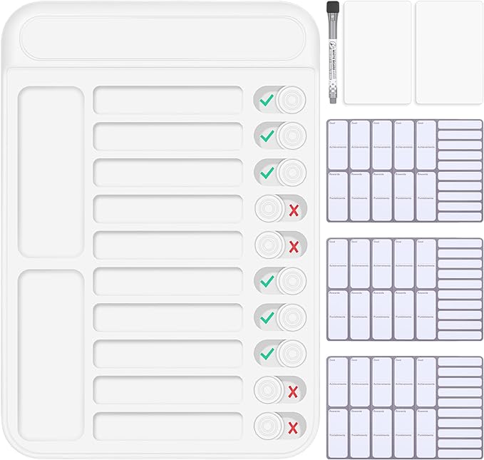 Dry Erase Chore Chart for Kids to Do List Magnetic Checklist Board Reusable RV Daily Routine Schedule Planning Boards with Blank Checklist Cardstock for Habit Tracker or Daily and Weekly Planner