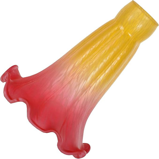 Bieye LS16S Lily Flower Blown Glass Lampshade (Yellow Red, Opening I.D. 0.87" x O.D. 1")
