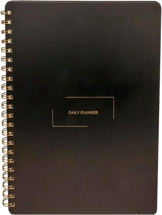 Undated Daily Planner | 8.25” x 11.75” To Do List Notebook | Work Productivity ADHD Organizer | Men and Women Planner | College Supplies | Black | Portrait Layout