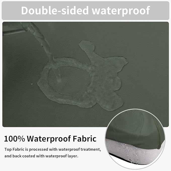 Easy-Going 100% Waterproof Chair Sofa Seat Cushion Slipcovers Couch Cushion Cover Stretch Furniture Protector for Kids, Pets (2-Piece Loveseat Cushion, Grayish Green)